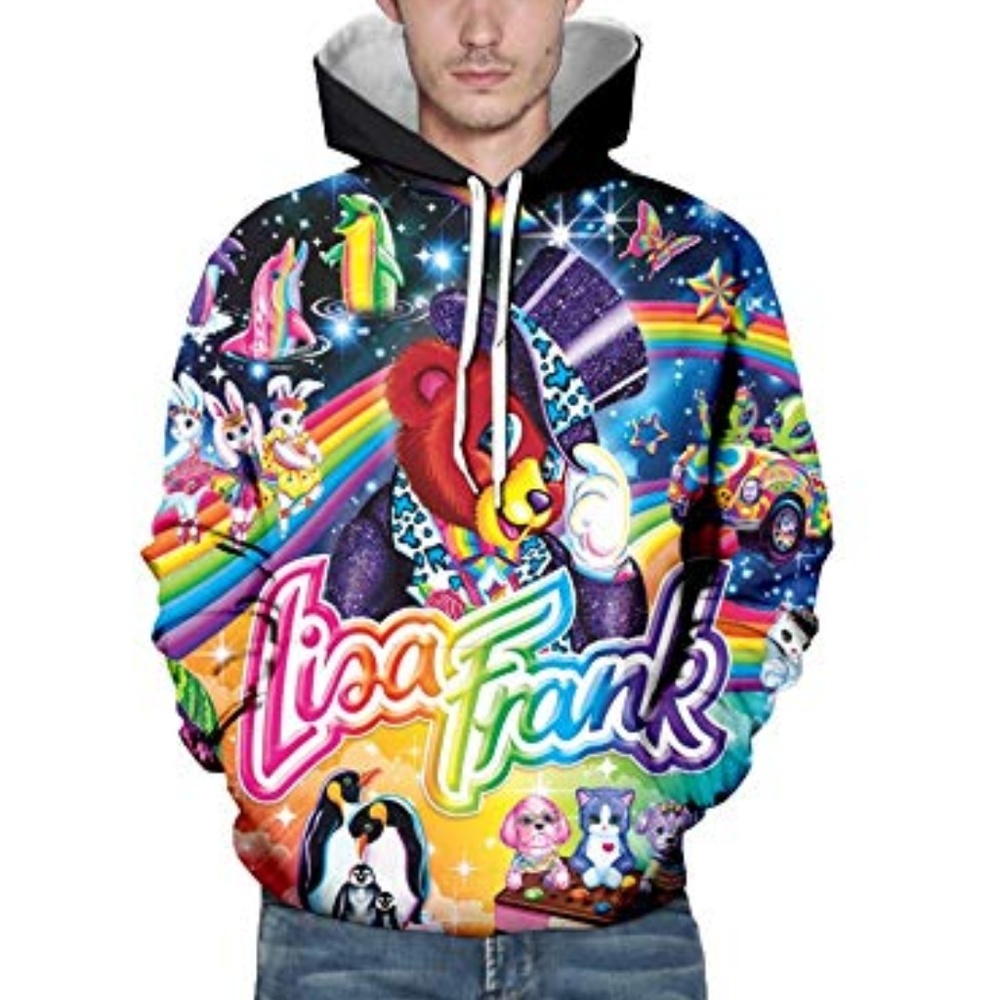 Lisa Frank 90's Bear Rainbow Rave Festival Hoodie - Picture 6 of 8